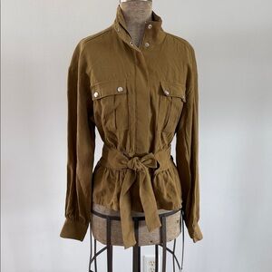 Nine West Women’s Sergio Olive Belted Zipper Front Utility Jacket w/ Belt